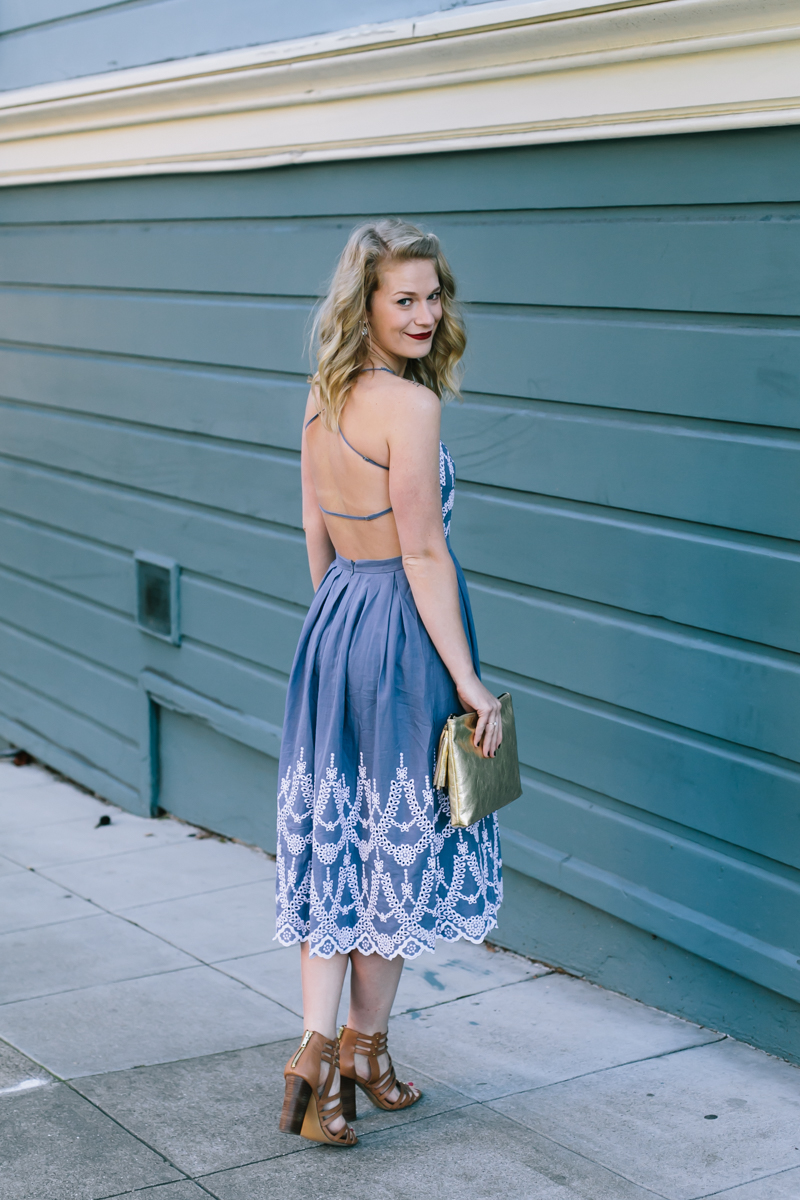 Kendall + Kylie Eyelet Halter Dress with Steve Madden Sandals.